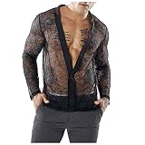 Herren Transparent Mesh Shirt Unterwäsche Netz Unterhemd Oberteil Slim Fit Erotik Dessous Langarmshirt sexy T-Shirt Unterhemd Tops Männer Mesh Netzshirt Netz Oberteil Unterwäsche Clubw