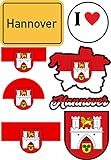 aprom Hannover Aufkleber Karte Sticker-Bogen - Stadt PKW Auto Fahne Flagge Decal 17x24 cm - Viele M