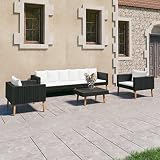 XINCXIN 4-TLG. Garten-Lounge-Set, Outdoor Furniture Garten Möbel Gartenmöbel Set Terassenmöbel Außen Geeignet für Teich Deck Hinterhof Balkon mit Auflagen Poly Rattan Schw