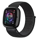 Runostrich Nylon Armband Kompatibel mit Fitbit Versa 4/Fitbit Sense 2/Fitbit Versa 3/Fitbit Sense, Weich Atmungsaktiver Sport Armband Verstellbares Ersatzband Damen H