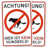 2er Set Schild Hunde kacken verboten (20 x 30 cm Kunststoff) - Kein Hundeklo - Hundekot Schild - Hunde Verbotsschilder - H