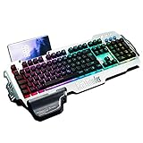 RedThunder K900 Halbmechanisch Gaming Tastatur [Version 2023], QWERTZ DEUTSCH Layout, RGB Beleuchtete Tastatur, Ganzmetallpaneel, 26 Tasten Anti-Ghosting, Tastatur Für PC/Laptop/Xbox One G