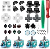 Controller Thumbsticks Ersatzpads Komplettes Set Kompatibel mit PS4 Enthält L1 R1 L2 R2 Triggerfedern und leitfähige Gummi-Pad Taste Reparatur E