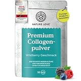 NATURE LOVE® Premium Collagenpulver 500g – Wildberry Geschmack – Kollagen von Rindern aus Weidehaltung – hoch bioverfügbar, ohne Zuckerzusatz & Süßungsmittel – laborgeprüft, in Deutschland p
