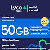 Lyca Mobile International Plus XL Prepaid Smartphone SIM Karte ohne Vertrag inkl. 50 GB D