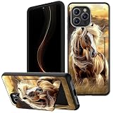 AIRWEE Schutzhülle für iPhone 16 Pro, schmal, Kreditkartenhalter, Ständer, Schutzhülle, zweilagig, stoßfest, für iPhone 16 Pro 6,3 Zoll, Sonnenuntergang B
