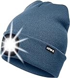 ATNKE LED Beleuchtete Mütze,Wiederaufladbare USB Laufmütze mit Licht Extrem Heller 4 LED Lampe Winter Warme Stirnlampe für Herren und Damen Geschenke/Shadow B