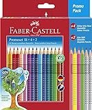 Faber-Castell 201540 - Buntstifte Set für Kinder und Erwachsene, 24-teilig, dreikant, bruchsicher, inkl. 4 Neonfarben und 2 B