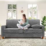 Kidirect Cord Sofa 3 Sitzer, 178CM Bequemes Couch 53CM Extra Tiefe Sitze, Sofa Wohnzimmer Werkzeugfreie Montage, Big Sofa Couch mit 2 Kissen, Modernes Couch fürs Büro, Schlafzimmer Sofas G