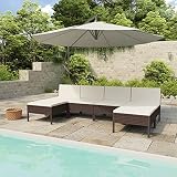 XINCXIN 6-TLG. Garten-Lounge-Set, Terassenmöbel Außen Gartenmöbel Set Outdoor Furniture Garten Möbel Geeignet für Hinterhof Deck Teich Balkon mit Auflagen Poly Rattan B