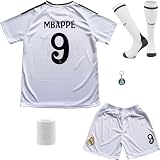 DMDMK Madrid #9 Heim 2024/2025 Kinder Trikot Shorts/Socken Kinder Geschenk und Jungen Größen (White, 28 (11-12 Jahre))