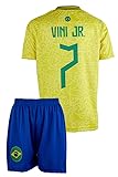 Mefstone Brasilien Kinder Trikot für Kinder, Football Trainings Kinder Trikot, Fußball-Trainingstrikots für Jungen 2024 Brasil, Komm mit Shorts (8-9Jahre,Gelb,vin,152)
