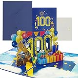 Geburtstagskarte, 3D Pop Up Karte zur Volljährigkeit Geburtstagsparty, Jubiläumskarte Klappkarte mit Nachrichtenkarte und Umschlag für Frauen Mütter Mädchen Männer Freunde (Geburtstagskarte zum 100)