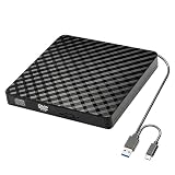 Externer USB3.0-DVD-RW-CD-Brenner, Schlankes Optisches Laufwerk, Brenner, Lesegerät, Ablagetyp, Tragbar, for PC Und Laptop Hdmi1080p-Anschluss(Black USB+TypeC)