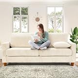 Kidirect Cord Sofa 3 Sitzer, 178CM Bequemes Couch 53CM Extra Tiefe Sitze, Sofa Wohnzimmer Werkzeugfreie Montage, Big Sofa Couch mit 2 Kissen, Modernes Couch fürs Büro, Schlafzimmer Sofas Beig