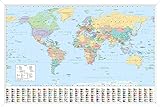 Trends International Wandposter Weltkarte 2023, 37,4 x 56,8 cm, gerahmt, Weiß