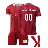 Personalisierte Fußball Trikot, Customizable Trikot Mit Namen Nummer Kinder, Football Jersey Fußballtrikots T-Shirt und Shorts Fussball Set Geeignet für Erwachsene und Jug
