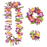 Widmann 9136W - Hawaii Set Maui, Halskette, Armband, Kopfschmuck, Blumenkranz, Blüten, Beachparty, Mottoparty,