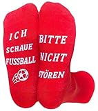 Himozoo Neuartige Lustige Fußball Socken Geschenke, BITTE NICHT STÖREN, ICH SCHAUE FUSSBALL - Neuartige Socks für Männer, Frauen und Fußballliebhaber(Rot-FUSSBALL)