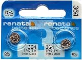 Renata 364 SR621SW Silberoxid-Uhrenbatterie, 2 Stück