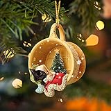 Dantazz Weihnachtsschmuck Weihnachten Katze Eichhörnchen Ornament Acryl Tier-Figur Hängende Dekoration Weihnachtsbaum Ornament Christbaumschmuck Weihnachtsanhänger Weihnachten Deko (L, OneSize)