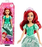 Mattel Disney Prinzessin Arielle Puppe, lange Haare zum Frisieren, beweglich, abnehmbare Schuhe und Diadem, Disney Geschenke, Spielzeug ab 3 Jahre, HLW10
