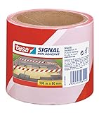 tesa® Signal Absperrband - Warnband zur Absperrung, Markierung und zur Abgrenzung von Gefahrenbereichen - nicht klebend - Rot-Weiß, 100 m x 80