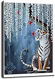 Yichu Wandkunst Leinwand Poster Drucke Malerei für süßes Tier Tiger Schmetterling Lustige Comic für Wohnzimmer Dekor 50 x 70 cm ohne R