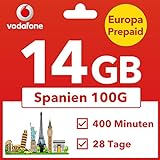 Saffruff Vodafone Prepaid Europa SIM Karte 14GB Pay As You Go UK EU Roaming（100GB Spanien für türkei SIM Karte swisscard die europäische Frankreich, Italien，Spanien, Schweiz Roaming für 28 Tag