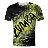 I love Zumba Unisex 3D Druck Paar Doppelseitig Kurzarm Damen Herren Rundhals T-Shirts Freizeit Sport, schwarz 1, L