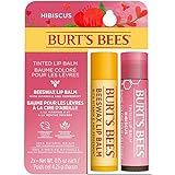 Burt's Bees Lippenpflege im Multipack, Bienenwachs Lippenbalsam und Getönter Hibiskus Lippenbalsam, Günstiges 2er-Pack, 2 x 4,25 g