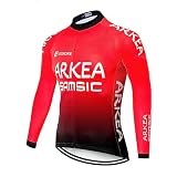 RDCYCLIST 2022 World Tour Team ARKEA RED Sunsreen Dünnes langärmeliges Radtrikot für Herren,Atmungsaktives Rennradtrikot Schnell trocknende Fahrradbekleidung (2XL)