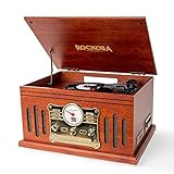 ROCKOLLA - Vinyl Plattenspieler, Bluetooth-Vintage mit Eingebauten Lautsprechern - LP-Vinyl-Schallplatten-Wiedergabe, UKW-Radio, Kassetten, CD und MP3-USB - Retro (Monarch)