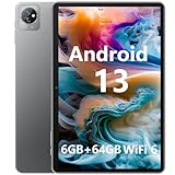 Blackview Tablet 10 Zoll Android 13, 6GB RAM+64GB ROM(2TB TF), Quad-Core, Tab70 WiFi 6 Tablet, 6580mAh Akku, Dual-Kamera 5MP, Widevine L1/3.5mm Klinke/Google Play/Typ-C/BT 5.0 Tablet PC