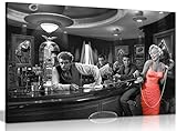 Kunstdruck auf Leinwand: Marilyn Monroe, Elvis Presley, James Dean, schwarz/weiß/rot, schwarz / rot / weiß, A0 91x61cm (36x24in)