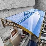Blaue Moderne Polycarbonat Haustürvordach Pultvordach,Außenfenster-Regenschutz Pultbogenvordach,Vordach für Haustür,Sonnenschutz Eingangsmarkise,für Garten,Terrasse,Balkon (80x460cm/31 x181)