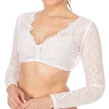 Halbarm Shirt Damen Grosse Grössen Spitzenbluse, Damen Trachtenmieder Lang Weiss Bluse Spitzen Schürze Oktoberfest V Ausschnitt Mieder Kurzarm Carmen Strickjacke Top