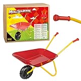 Idena 7131707 - Metallschubkarre für Kinder ab 6 Jahren in rot gelb, ca. 78 x 40 x 38 cm groß, ideal für Garten und Sandk