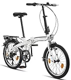 Licorne Bike CONSERES Premium Faltrad, Klapprad in 20 Zoll - Fahrrad für Herren, Jungen, Mädchen und Damen - 6 Gang-Schaltung - Hollandfahrrad - Weiß/Schw