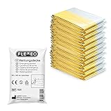 FLEXEO 10x Rettungsdecke Gold Silber - 210cm x 160cm - Rettungsfolie - Notfall - Erste-Hilfe-Decke - Notfalldecke - Rettungsdecken - Emergency Blanket - Goldfolie - Silb