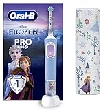 Oral-B Pro Kids Frozen Elektrische Zahnbürste/Electric Toothbrush, Kinder ab 3 Jahren, inkl. Sensitiv+ Modus für Zahnpflege, extra weiche Borsten, 1 Aufsteckbürste, 1 Reiseetui, 4 Sticker, blau/