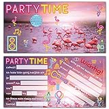 BREITENWERK 12er Set FLAMINGO Einladungskarten - edle Premium Einladungen zum Kinder-Geburtstag oder Party für Mädchen Jungen & Erw