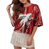 Glitzer Oberteile Damen Party Silvester - Lässiges Glitzer-T-Shirt Mit Lockerer Passform Und Pailletten-Design – EIN Bequemes Basic-Shirt Für Damen Perfekt Für Jeden Tag