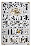 Hioni You Are My Sunshine i Love You Vintage Blechschild Poster Wandschild Wand Dekoration Metallschild Tü