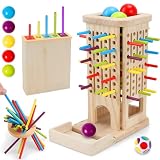 Britik Montessori Brettspiel aus Holz für Kinder Spiel 40 Stück Bunte Holzstäbchen Würfelspiel Lernspielzeug für 3 4 5 6 7 8 Jahre Mädchen Junge Geschenk Geburtstag Reisespiel Spielsachen für 3-8