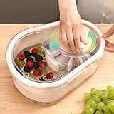 Obstreinigerschleuder, großer Obstwaschschleuder, Obst- und Gemüsereiniger m-it Sieb und Schüssel, Obstwaschschleuderschleuder für die Kü