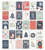 Friendly Fox Weihnachtskarten Set, 30 Weihnachtskarten, A6 Karte Weihnachten, Weihnachtspost, Grußkarten Weihnachten Postk