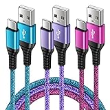 USB Typ C Kabel, 3 Stück 0.9M USB C Handy Ladekabel Schnellladekabel Datenkabel für Samsung Galaxy S24/S23/S22/S21/S20/S10/S9/S8/A22/A52/A12/A13/A14/A50/A54, Huawei P40/P30/P20, Xiaomi, Google Pix