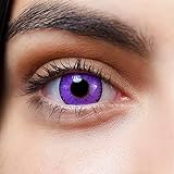 Kontaktlinsen farbig ohne Stärke lila | violette farbige crazy Jahreslinsen | weiche Linsen | 2 Stück Farblinsen + Linsenbehälter | Anime | Halloween | Fasching | Manga | Devil V