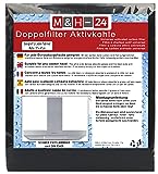 M&H-24 Filter Dunstabzugshaube Aktivkohle + Fettfilter Zuschneidbar - Aktiv-Kohlefilter für Abzugshaube Dunstabzug 60cm Dunstfilter Universal 57 x 47 cm Schw